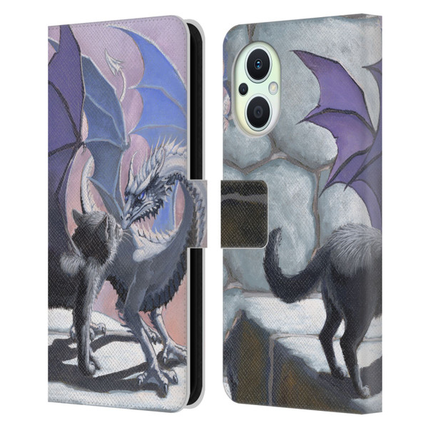 Stanley Morrison Dragons 2 Black Winged Cat Leather Book Wallet Case Cover For OPPO Reno8 Lite