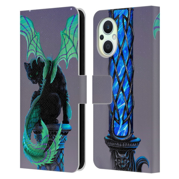 Stanley Morrison Dragons 2 Gothic Winged Cat Leather Book Wallet Case Cover For OPPO Reno8 Lite