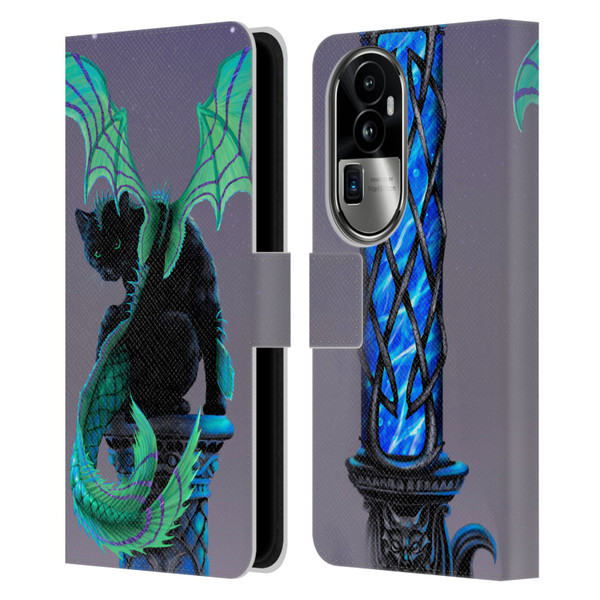 Stanley Morrison Dragons 2 Gothic Winged Cat Leather Book Wallet Case Cover For OPPO Reno10 Pro+