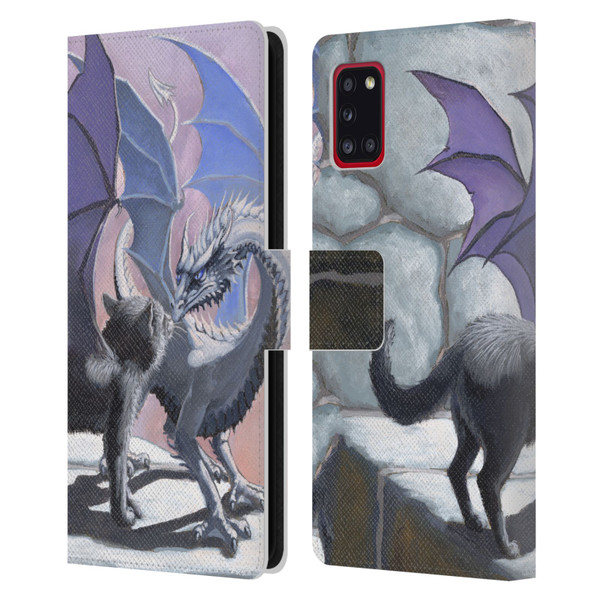 Stanley Morrison Dragons 2 Black Winged Cat Leather Book Wallet Case Cover For Samsung Galaxy A31 (2020)