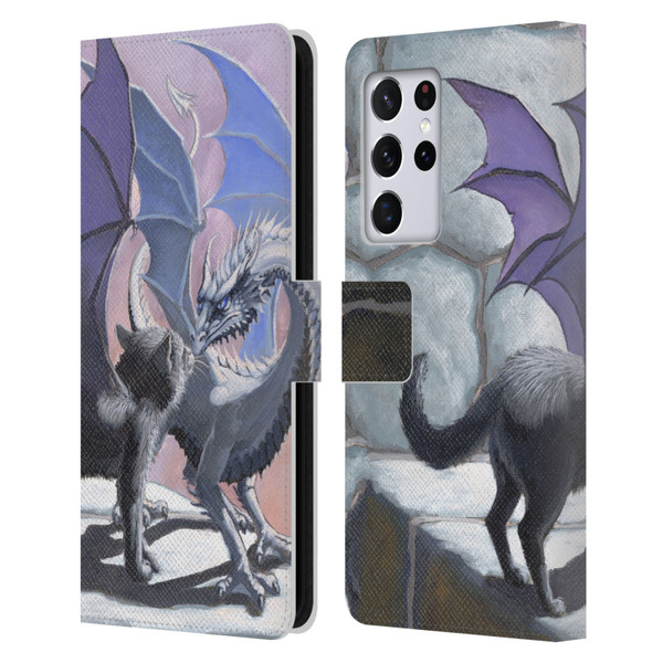 Stanley Morrison Dragons 2 Black Winged Cat Leather Book Wallet Case Cover For Samsung Galaxy S21 Ultra 5G