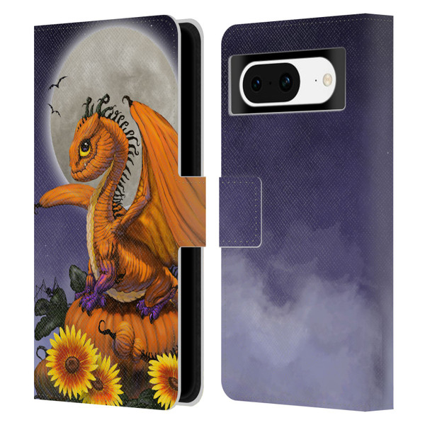 Stanley Morrison Dragons 3 Halloween Pumpkin Leather Book Wallet Case Cover For Google Pixel 8