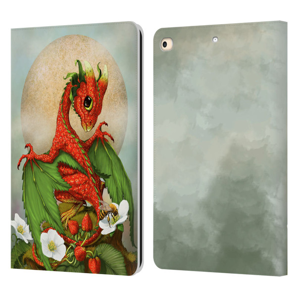 Stanley Morrison Dragons 3 Strawberry Garden Leather Book Wallet Case Cover For Apple iPad 9.7 2017 / iPad 9.7 2018