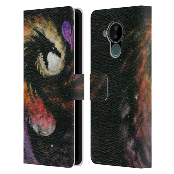 Stanley Morrison Dragons 3 Swirling Starry Galaxy Leather Book Wallet Case Cover For Nokia C30