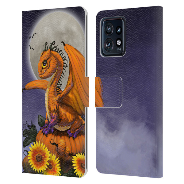 Stanley Morrison Dragons 3 Halloween Pumpkin Leather Book Wallet Case Cover For Motorola Moto Edge 40 Pro