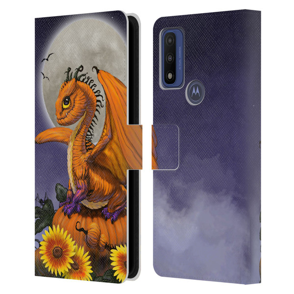 Stanley Morrison Dragons 3 Halloween Pumpkin Leather Book Wallet Case Cover For Motorola G Pure