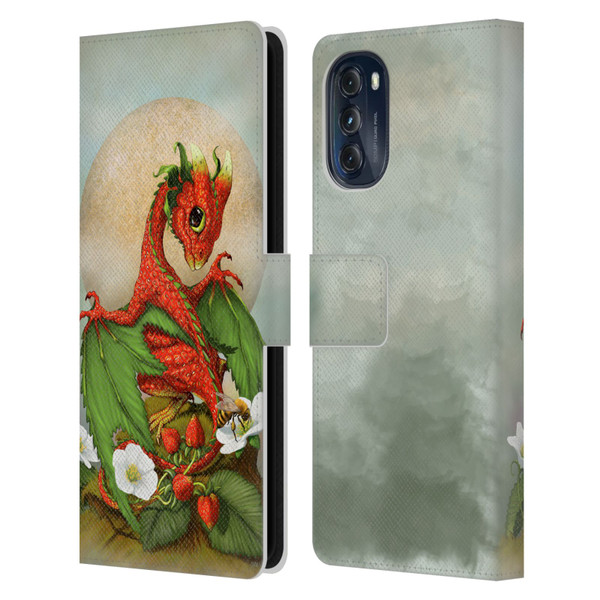 Stanley Morrison Dragons 3 Strawberry Garden Leather Book Wallet Case Cover For Motorola Moto G (2022)