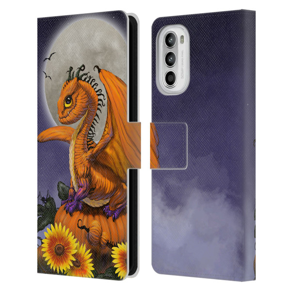 Stanley Morrison Dragons 3 Halloween Pumpkin Leather Book Wallet Case Cover For Motorola Moto G52
