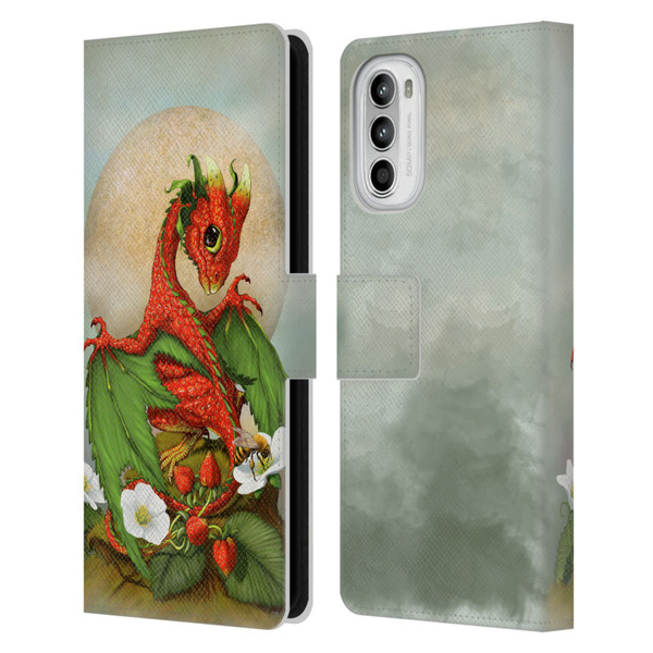 Stanley Morrison Dragons 3 Strawberry Garden Leather Book Wallet Case Cover For Motorola Moto G52