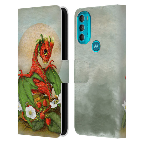 Stanley Morrison Dragons 3 Strawberry Garden Leather Book Wallet Case Cover For Motorola Moto G71 5G