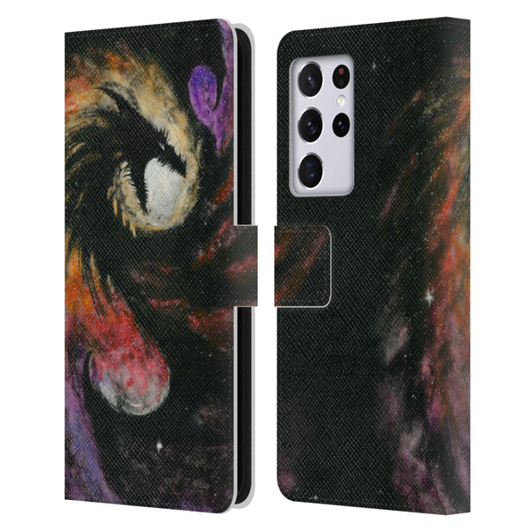 Stanley Morrison Dragons 3 Swirling Starry Galaxy Leather Book Wallet Case Cover For Samsung Galaxy S21 Ultra 5G