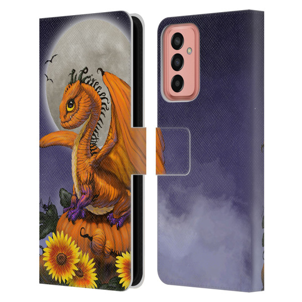 Stanley Morrison Dragons 3 Halloween Pumpkin Leather Book Wallet Case Cover For Samsung Galaxy M13 (2022)