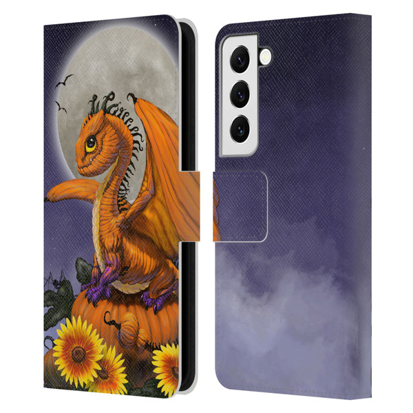 Stanley Morrison Dragons 3 Halloween Pumpkin Leather Book Wallet Case Cover For Samsung Galaxy S22 5G