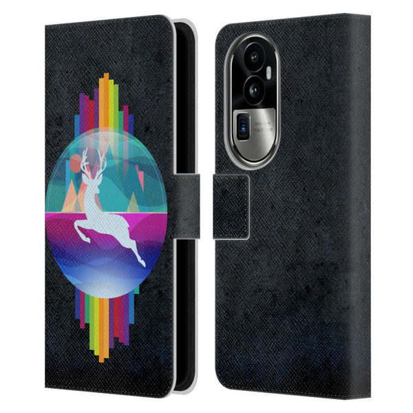 Dave Loblaw Contemporary Art Deer In Dome Leather Book Wallet Case Cover For OPPO Reno10 Pro+