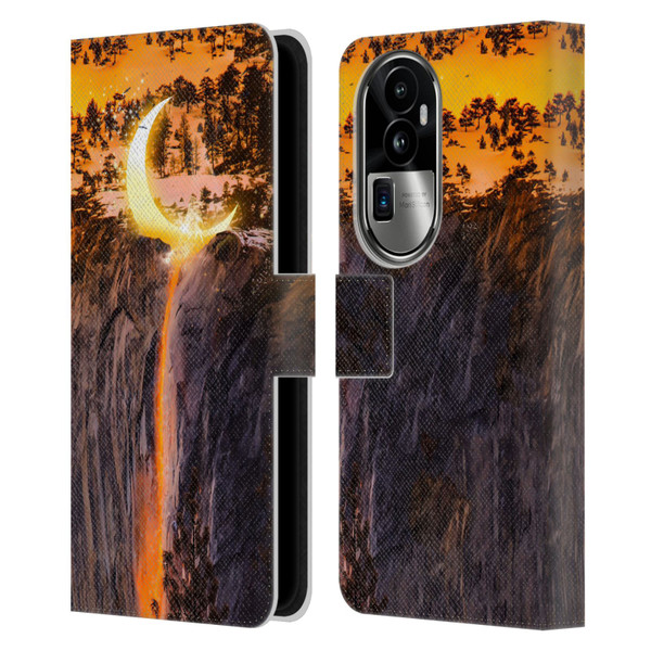 Dave Loblaw Sci-Fi And Surreal Fire Canyon Moon Leather Book Wallet Case Cover For OPPO Reno10 Pro+