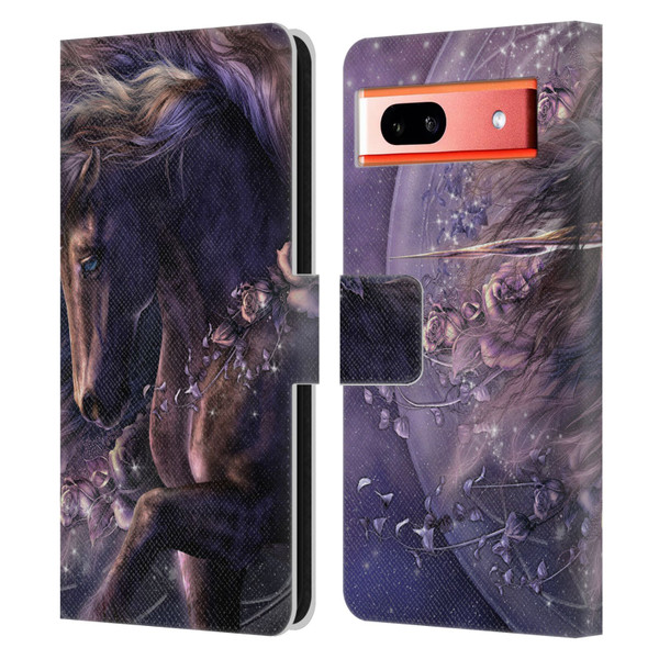 Laurie Prindle Fantasy Horse Chimera Black Rose Unicorn Leather Book Wallet Case Cover For Google Pixel 7a