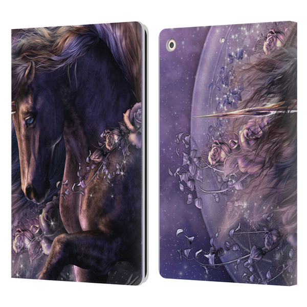 Laurie Prindle Fantasy Horse Chimera Black Rose Unicorn Leather Book Wallet Case Cover For Apple iPad 10.2 2019/2020/2021