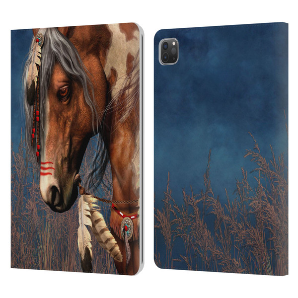 Laurie Prindle Fantasy Horse Native American War Pony Leather Book Wallet Case Cover For Apple iPad Pro 11 2020 / 2021 / 2022