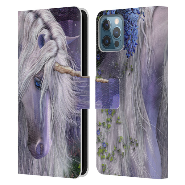 Laurie Prindle Fantasy Horse Moonlight Serenade Unicorn Leather Book Wallet Case Cover For Apple iPhone 12 / iPhone 12 Pro
