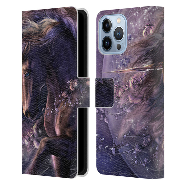 Laurie Prindle Fantasy Horse Chimera Black Rose Unicorn Leather Book Wallet Case Cover For Apple iPhone 13 Pro Max