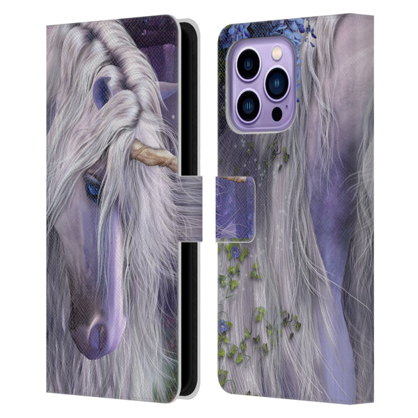 Laurie Prindle Fantasy Horse Moonlight Serenade Unicorn Leather Book Wallet Case Cover For Apple iPhone 14 Pro Max