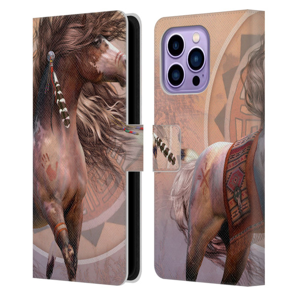 Laurie Prindle Fantasy Horse Spirit Warrior Leather Book Wallet Case Cover For Apple iPhone 14 Pro Max