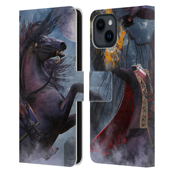Laurie Prindle Fantasy Horse Sleepy Hollow Warrior Leather Book Wallet Case Cover For Apple iPhone 15