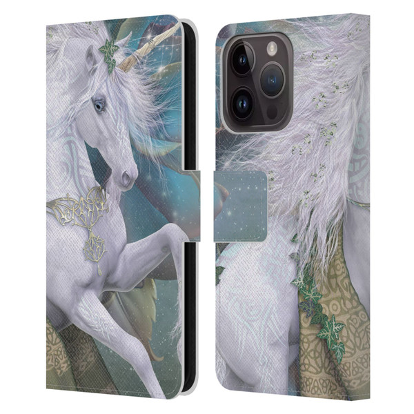 Laurie Prindle Fantasy Horse Kieran Unicorn Leather Book Wallet Case Cover For Apple iPhone 15 Pro