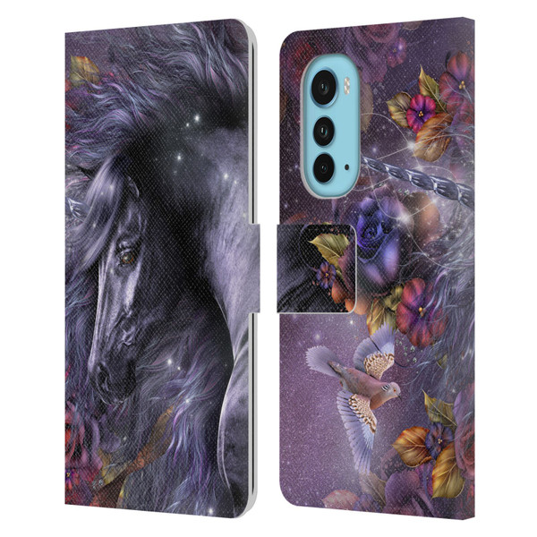 Laurie Prindle Fantasy Horse Blue Rose Unicorn Leather Book Wallet Case Cover For Motorola Edge (2022)