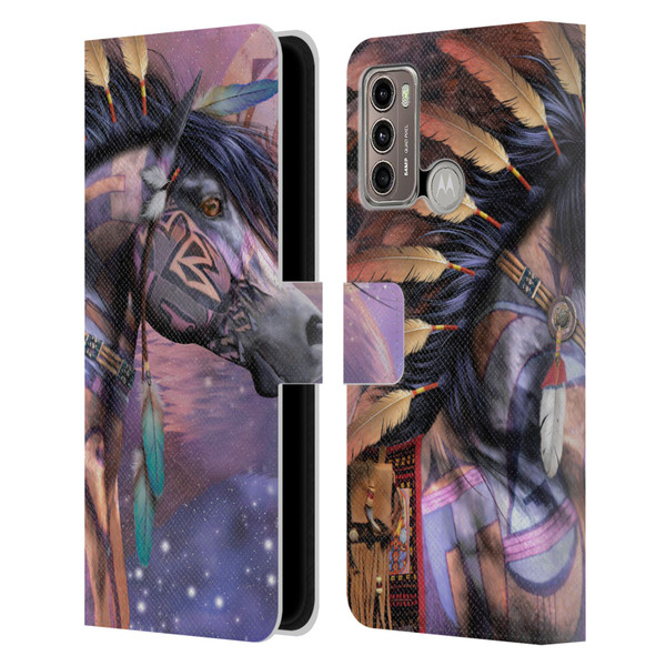 Laurie Prindle Fantasy Horse Native American Shaman Leather Book Wallet Case Cover For Motorola Moto G60 / Moto G40 Fusion