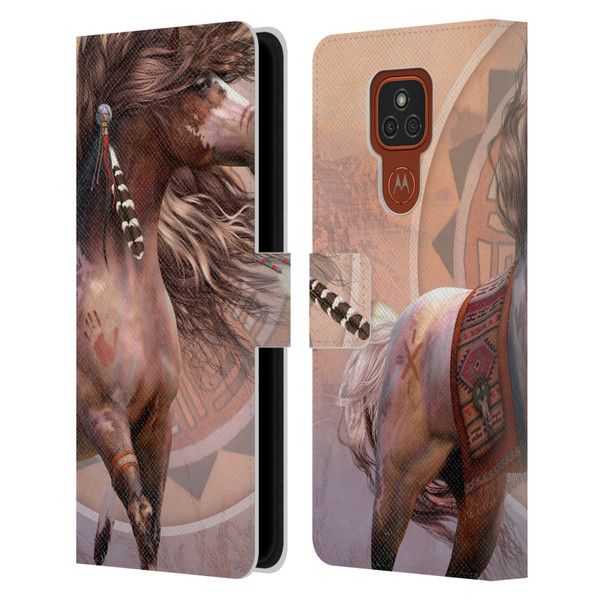 Laurie Prindle Fantasy Horse Spirit Warrior Leather Book Wallet Case Cover For Motorola Moto E7 Plus