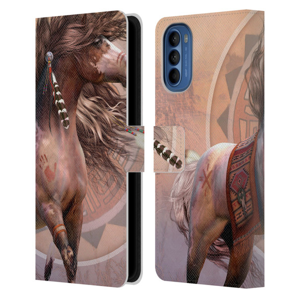 Laurie Prindle Fantasy Horse Spirit Warrior Leather Book Wallet Case Cover For Motorola Moto G41
