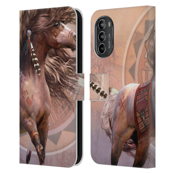 Laurie Prindle Fantasy Horse Spirit Warrior Leather Book Wallet Case Cover For Motorola Moto G82 5G