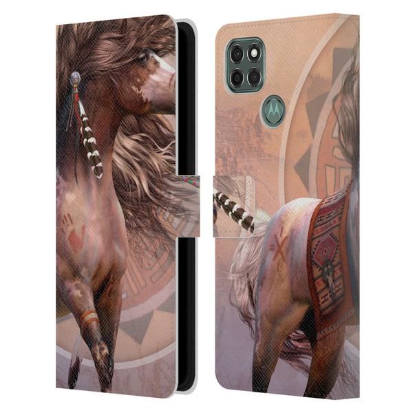 Laurie Prindle Fantasy Horse Spirit Warrior Leather Book Wallet Case Cover For Motorola Moto G9 Power