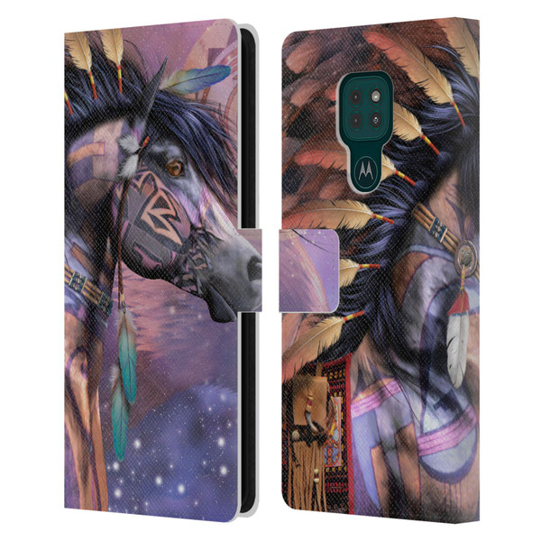 Laurie Prindle Fantasy Horse Native American Shaman Leather Book Wallet Case Cover For Motorola Moto G9 Play