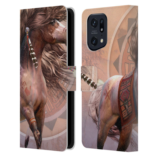 Laurie Prindle Fantasy Horse Spirit Warrior Leather Book Wallet Case Cover For OPPO Find X5 Pro