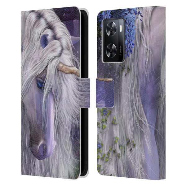 Laurie Prindle Fantasy Horse Moonlight Serenade Unicorn Leather Book Wallet Case Cover For OPPO A57s