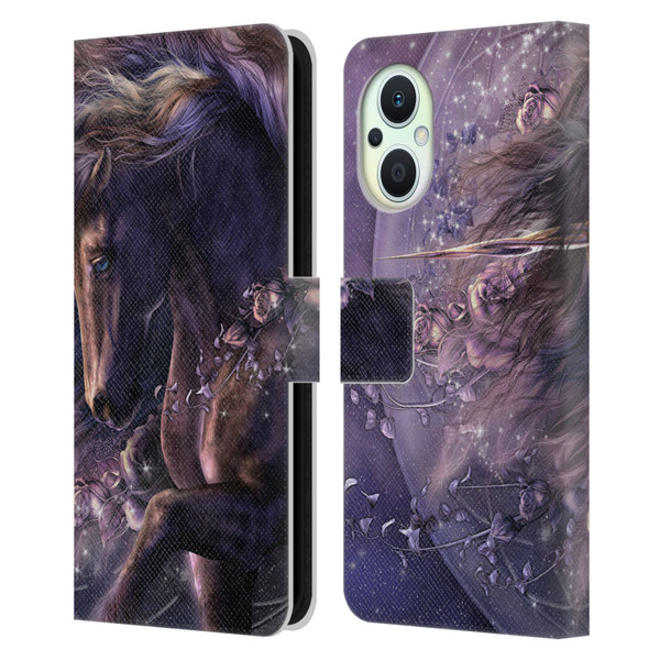 Laurie Prindle Fantasy Horse Chimera Black Rose Unicorn Leather Book Wallet Case Cover For OPPO Reno8 Lite