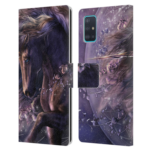 Laurie Prindle Fantasy Horse Chimera Black Rose Unicorn Leather Book Wallet Case Cover For Samsung Galaxy A51 (2019)