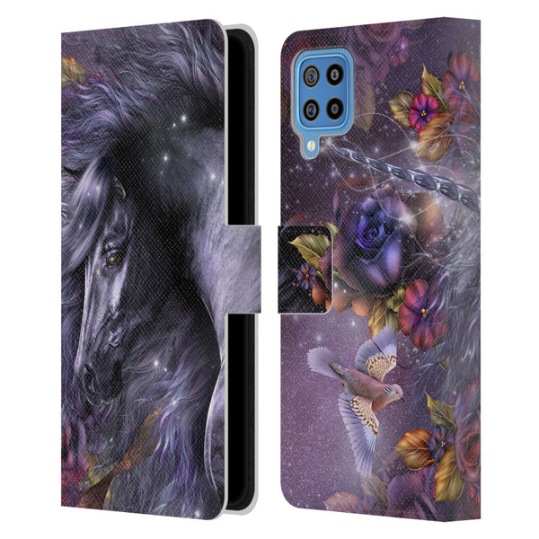 Laurie Prindle Fantasy Horse Blue Rose Unicorn Leather Book Wallet Case Cover For Samsung Galaxy F22 (2021)