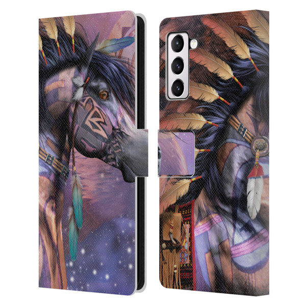 Laurie Prindle Fantasy Horse Native American Shaman Leather Book Wallet Case Cover For Samsung Galaxy S21+ 5G