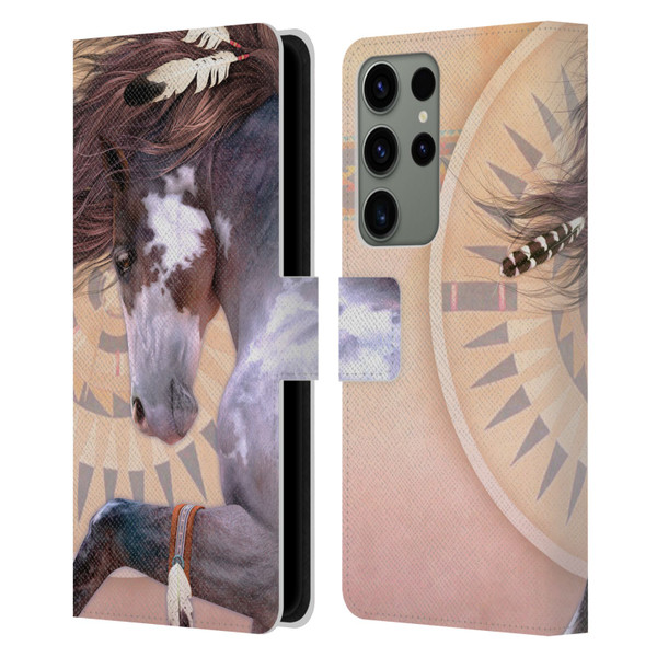 Laurie Prindle Fantasy Horse Native Spirit Leather Book Wallet Case Cover For Samsung Galaxy S23 Ultra 5G