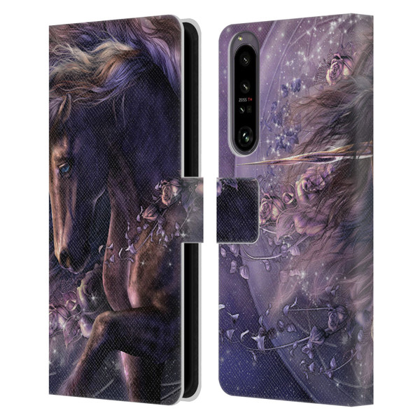 Laurie Prindle Fantasy Horse Chimera Black Rose Unicorn Leather Book Wallet Case Cover For Sony Xperia 1 IV