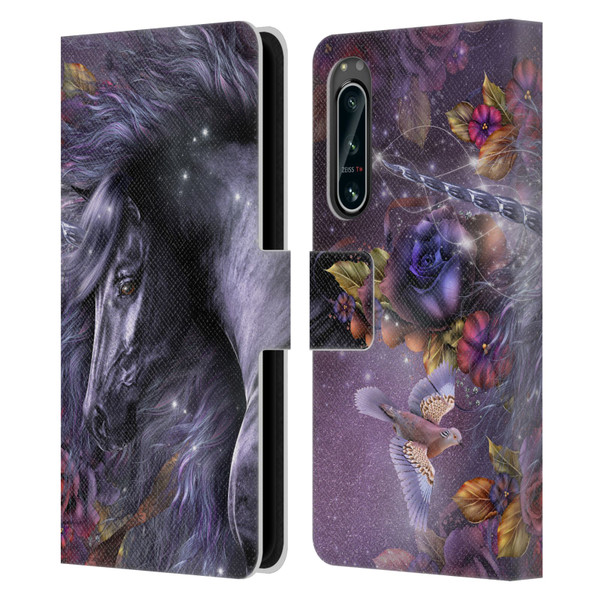 Laurie Prindle Fantasy Horse Blue Rose Unicorn Leather Book Wallet Case Cover For Sony Xperia 5 IV