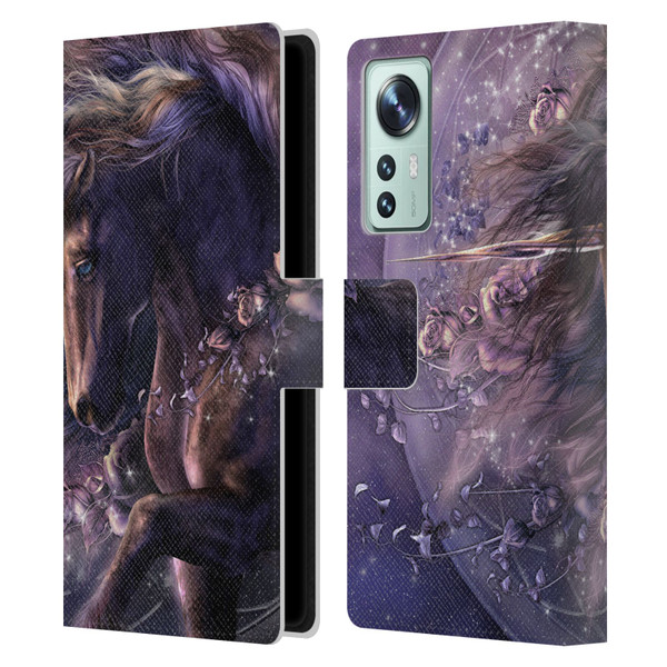 Laurie Prindle Fantasy Horse Chimera Black Rose Unicorn Leather Book Wallet Case Cover For Xiaomi 12
