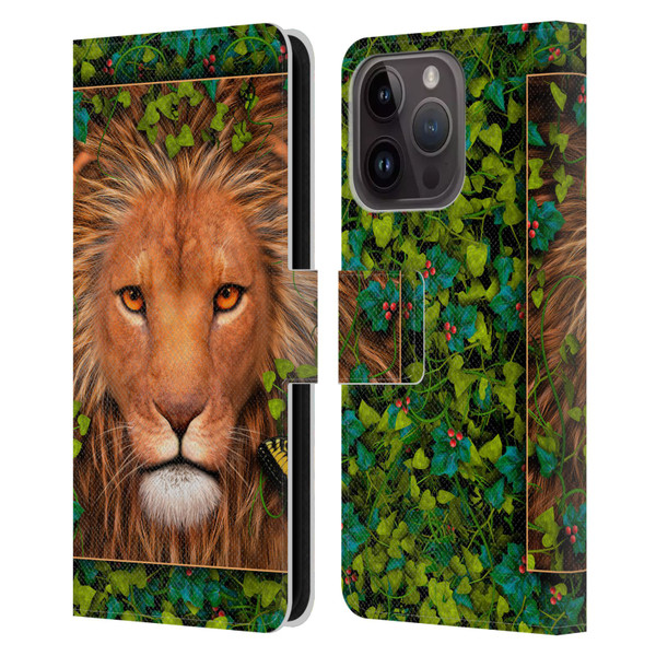 Laurie Prindle Lion Return Of The King Leather Book Wallet Case Cover For Apple iPhone 15 Pro