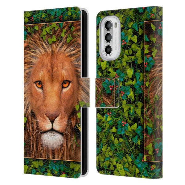 Laurie Prindle Lion Return Of The King Leather Book Wallet Case Cover For Motorola Moto G52