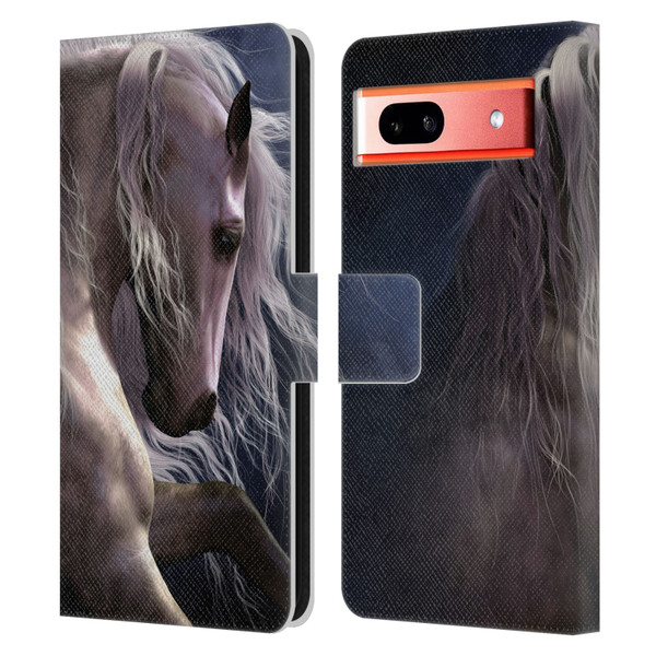 Laurie Prindle Western Stallion Night Silver Ghost II Leather Book Wallet Case Cover For Google Pixel 7a