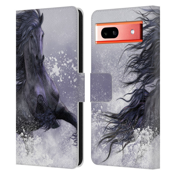 Laurie Prindle Western Stallion Winter Thunder Leather Book Wallet Case Cover For Google Pixel 7a