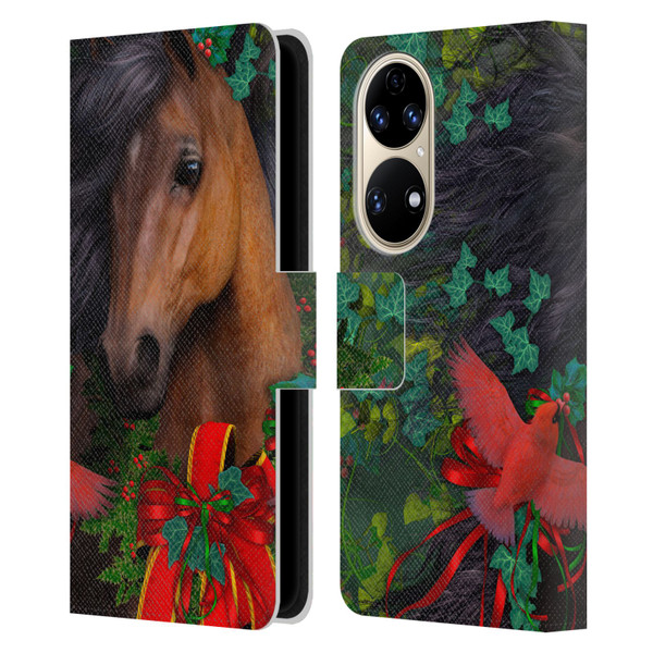 Laurie Prindle Western Stallion A Morgan Christmas Leather Book Wallet Case Cover For Huawei P50